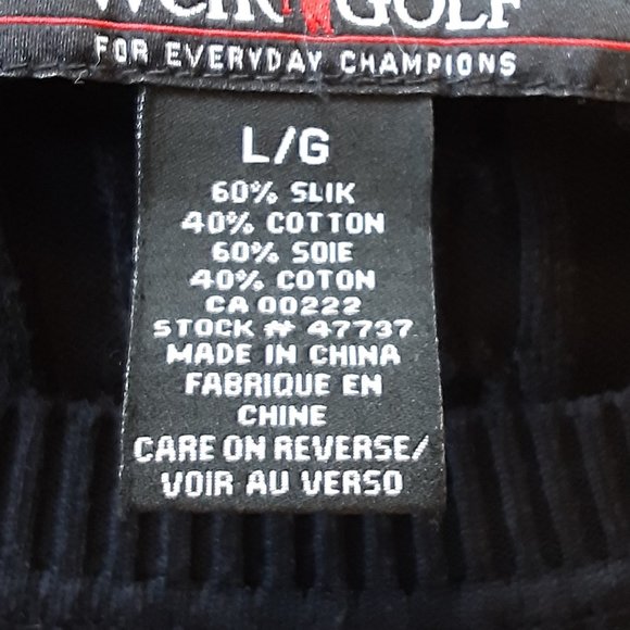 Weir Golf Men's Black Silk & Cotton Crewneck Cable Knit Sweater Large - Picture 10 of 11